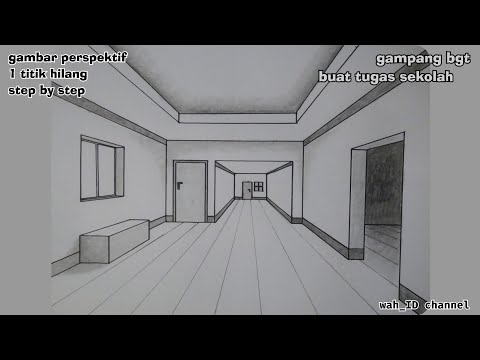gambar ruangan dalam rumah teknik perspektif | perspective drawing tutorial || @wah_ID channel