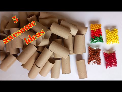 5 awesome ideas! see what I did with beads and toilet paper rolls?