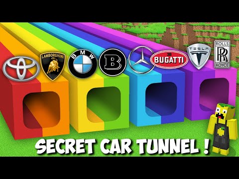 I SURVIVAL in DOUBLE TUNNELS with CAR BRANDS in Minecraft ! RAREST CAR INSIDE BASE !