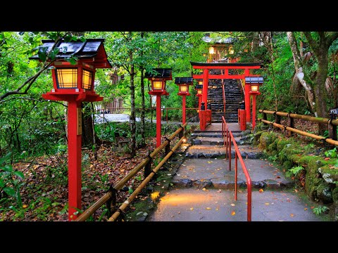 Quiet Trail Walk from Kifune to Kurama in Light Rain and Fog | Kyoto, Japan