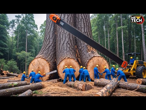 Extreme Dangerous Fastest Big Chainsaw Cutting Tree Machines | Monster Stump Removal Excavator #67