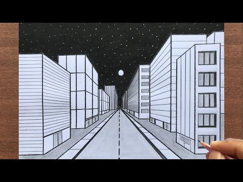 How to Draw a Town in 1-Point Perspective