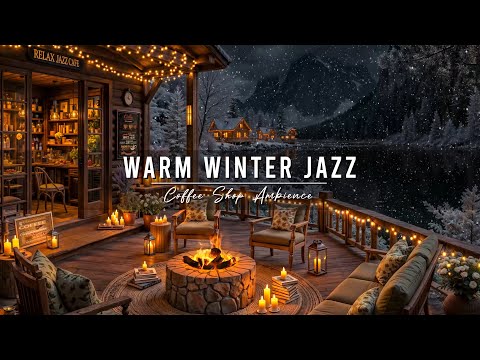 Smooth Jazz Instrumental Music & Fireplace Sounds βWarm Winter Jazz Music at Lakeside Porch Ambience