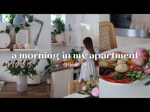 #24 cosy morning in my apartment | peonies, groceries, making brunch and answering your questions