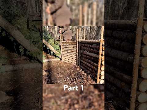 Building a warm and cozy viking bushcraft shelter. Part 1 FULL