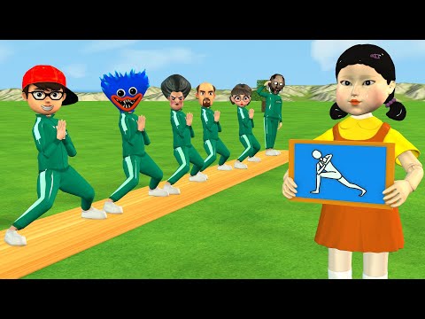 Scary Teacher 3D vs Squid Game Challenge Yoga Pose 5 Times Challenge Nick and Tani Win