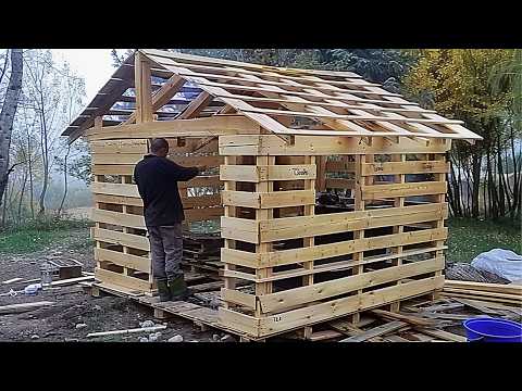 Man Builds a House with ABANDONED PALLETS in the Middle of the Forest | by @Lesnoy_Craft