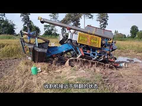 收割机陷泥田，神钢挖机赶来救援接连陷车，司机亏麻了！ #挖掘机救援 #收割机救援...