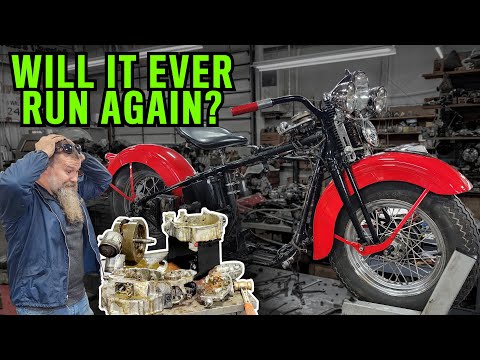 Total Rebuild - Reviving Flooded Flathead Harley Motorcycle Sitting 10 Years.
