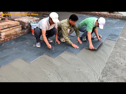 Construction Techniques For Large Outdoor Playground Using Stone Green Ceramic Tiles Size 30 x 60cm