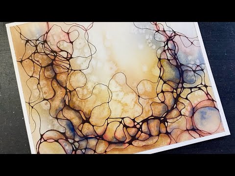 Abstract WATERCOLOR & INK - Relaxing Painting Process - 324