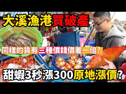 大溪漁港被薛？大採買全部的蝦！原地漲價 價差300!?白帶魚 金目鰱價差一倍!?竟然有8年前吃到的稀有好貨 全部包起來!!!#美食