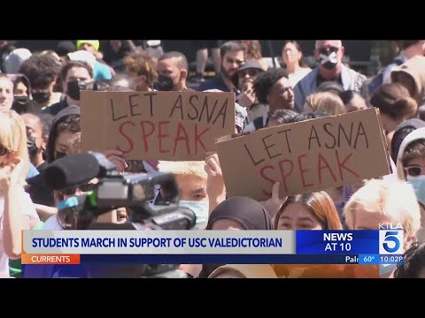 USC students march in support of valedictorian
