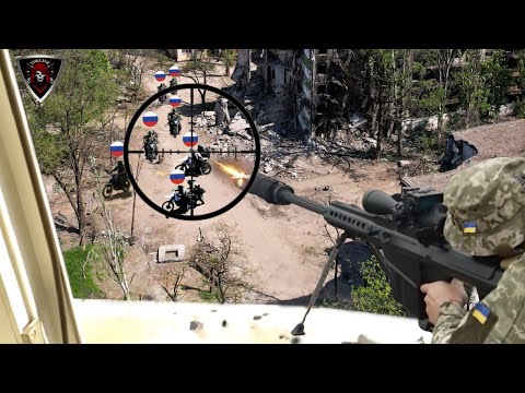 Ukrainian Azov elite Sniper Wipe Out Convoy Russian Motorcycle Troops Near Pokrovsk