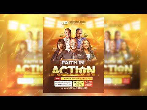 Church Flyer Design | With Gold Text Effect