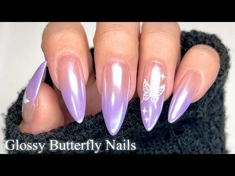 SUB)【Gel Nails】 Rainy Season Mood☔️ Glossy Butterfly Nails🦋/ASMR