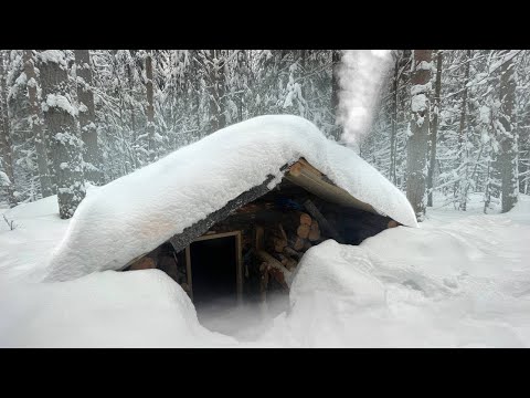 I'M BUILDING A LOG CABIN UNDERGROUND IN -20°C! INSTALLING A WINDOW AND A COZY BED. SOLO BUSHCRAFT