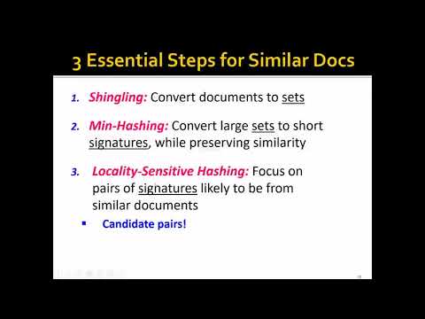 Week 3: Locality Sensitive Hashing - Part 1: Introduction and Shingling