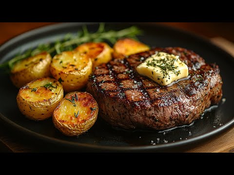 🥩 You've never eaten beef steak like this before! With herb butter & baked potatoes