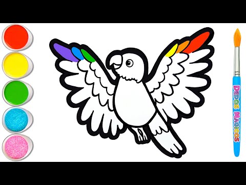 Dibujemos, Pintemos y Coloreemos Juntos un Hermoso Loro ❤️🦜❤️ Pájaros #152