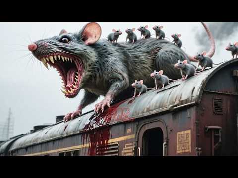 Mutated rats swarm the train, devouring passengers in a frenzy