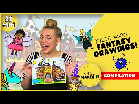 Fantasy Drawings for Kids | How to Draw a Castle, Unicorn, Fairy, Wizard, and Monster!