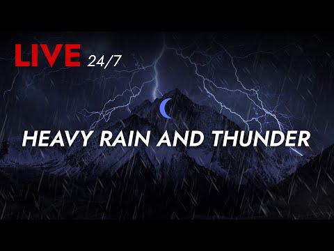 🔴 Heavy Rain and Thunder Sounds 24/7 - Deep Sleep | Thunderstorm for Sleeping - Pure Relaxing Vibes