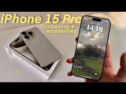 iPhone 15 pro unboxing + accessories 📦📱 | 256gb, natural titanium