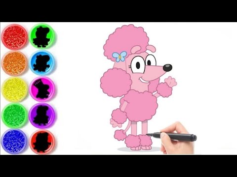 Drawing and colouring Bluey characters Bluey and Coco 