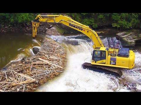 Awesome Beaver Dam Removal with Excavators | Awesome Floods & Dredging Compilation 2024