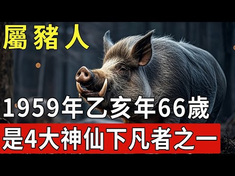 1959年 屬豬人 今年66歲 乙亥年生，他們是4大神仙下凡者之一，屬豬女人天生麗質，屬豬男人永遠年輕不老！快來看看你是不是神仙下凡。|福運生肖 #生肖 #運勢 #風水 #財運 #命理