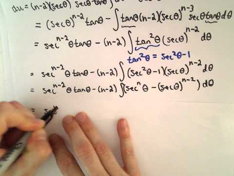Reduction Formula for: Integral of  [ sec(x) ] ^ n dx