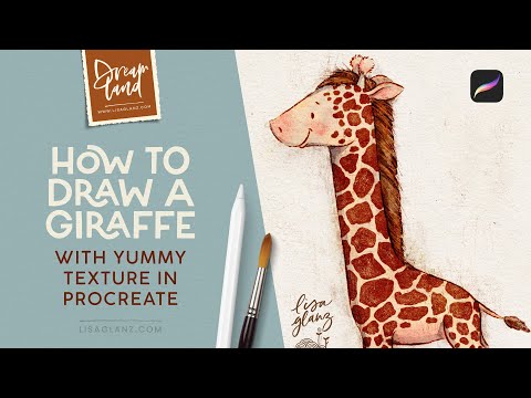 How to draw a cute giraffe in Procreate using yummy texture brushes