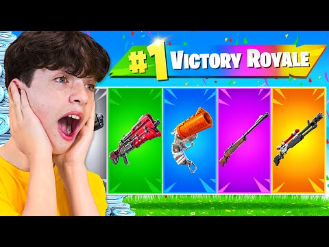 Extreme RAINBOW Gun Challenge with My Little Brother! (100k VBucks)