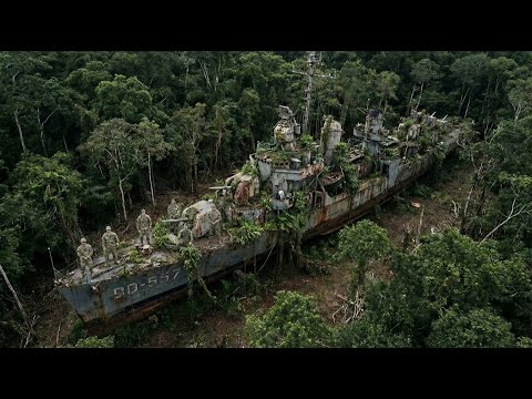 Soldiers repair 100-year-old battleship in the jungle to get accommodation