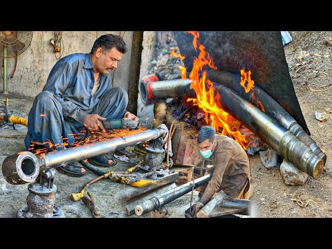 Hydraulic Cylinder Rod Is Stuck & Bent Due To Hitting Heavy Rock|Repair Bent HydraulicCylinder