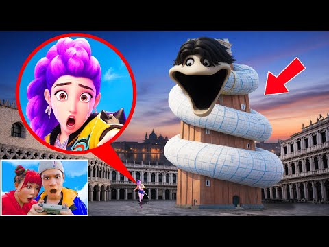 CAUGHT on DRONE: SAJA BOYS TRANSFORMED into the HUNGRY WORM in Real Life!! 😱 (HUNTRIX SAVED THEM!)