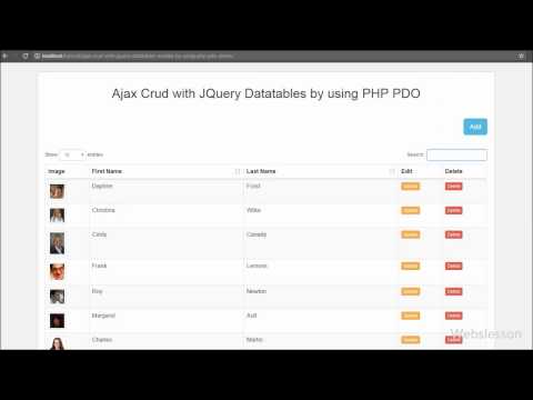 Ajax Crud with JQuery Datatables by using PHP PDO