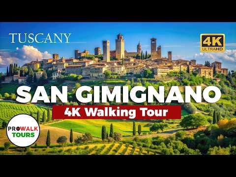 San Gimignano - Medieval Hill Town in Tuscany - 4k Walking Tour With Captions