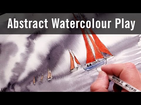 Simple Abstract Boats - A Fun Sketchbook Idea in Ink and Watercolour