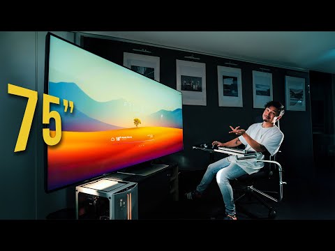 Mein 75 Zoll Schreibtisch Setup