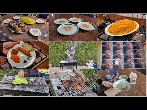 روتين يومي #الغدا شوينا فراخ علي الفحم ورز بسمتي وسلطة طحينة وبدأت اجهز لتورتة الدرع #خليك_في_بيتك