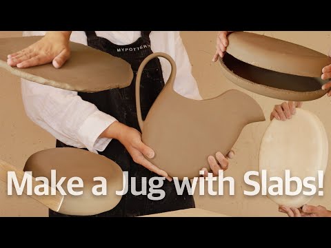 No Wheel Needed! Make a Ceramic Jug with Slabs & a Mold | 물레 없이 만드는 도자기 저그