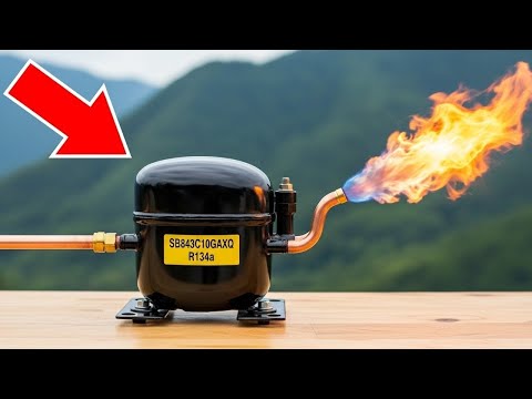 No More Gas Cylinders! How I Made Free Gas All Year with a Fridge Compressor, Two Barrels and Cement