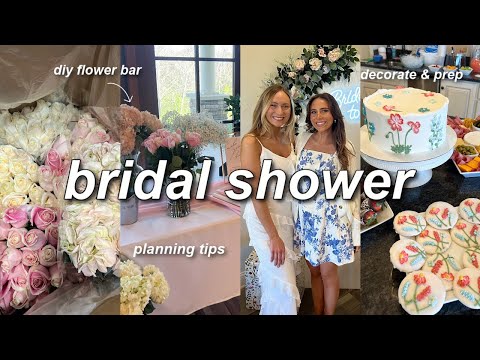 HOST A BRIDAL SHOWER WITH ME | DIY flower bar, decorate & prep, food, decor, games, & planning tips!