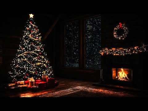 A Warm Stone Fireplace For Peaceful Winter Nights 🔥Wind, Snow & Crackling Wood Sounds For Relaxation