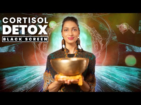 Calming Cortisol Detox (Black Screen) | Nervous System Healing | Sound Bath Meditation