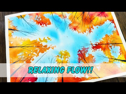 Tranquil Watercolor Autumn Scene | Painting Trees Step-by-Step