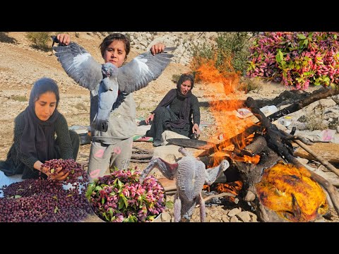 Adventure with the Zagros Nomads: Bird Hunting and a Feast of Mountain Fruits! 🦅 | Hawthorn Harvest🍒