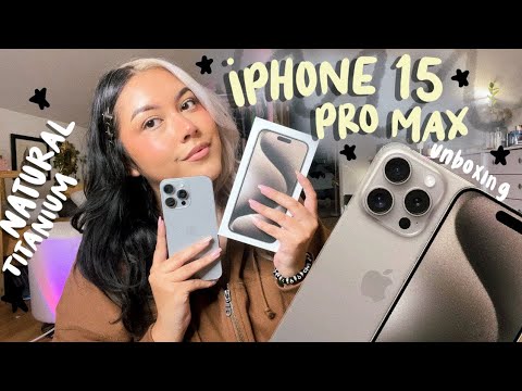 Natural Titanium iPhone 15 Pro Max Unboxing 🩶✨ (FIRST IMPRESSIONS, CAMERA TEST, SETUP)